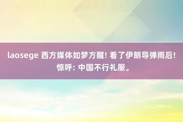 laosege 西方媒体如梦方醒! 看了伊朗导弹雨后! 惊呼: 中国不行礼服。