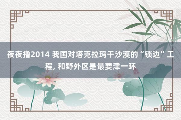夜夜撸2014 我国对塔克拉玛干沙漠的“锁边”工程， 和野外区是最要津一环