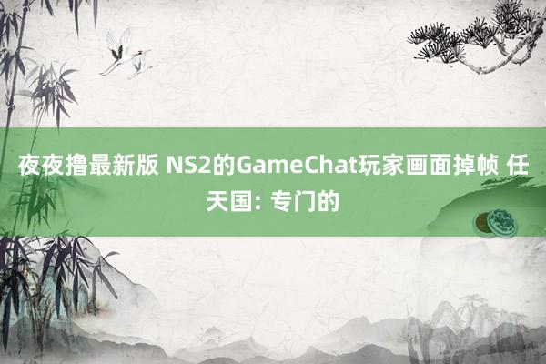 夜夜撸最新版 NS2的GameChat玩家画面掉帧 任天国: 专门的