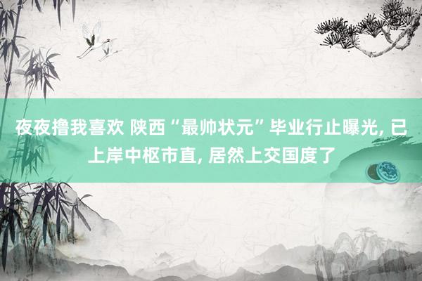 夜夜撸我喜欢 陕西“最帅状元”毕业行止曝光， 已上岸中枢市直， 居然上交国度了